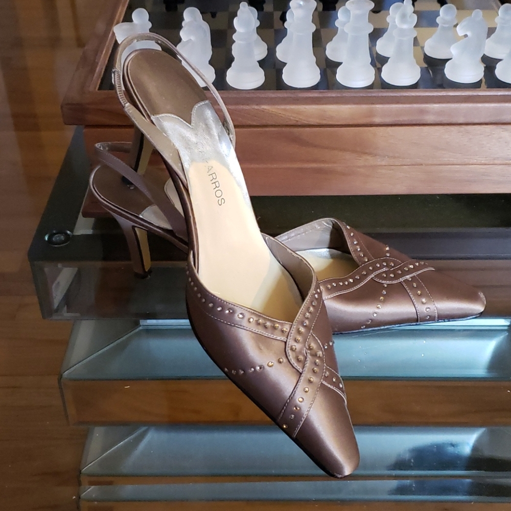 Gaparros pewter slingback heels